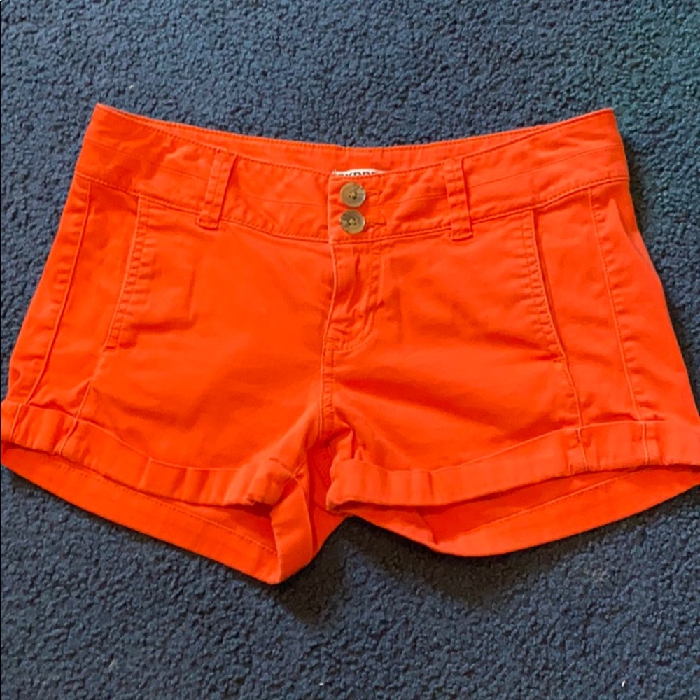 Orange wash denim shorts, gently worn